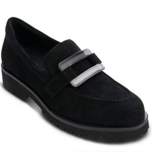 Van Eli Zinta Black Suede Loafers Platform Lug Sole Water Resistant Sz 9N